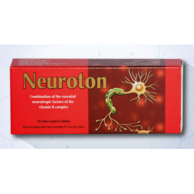 Neuroton ( Vitamin B1 250 mg + Vitamin B2 15 mg + Vitamin B6 150 mg + Vitamin B12 250 mcg + Folic acid 500 mcg ) 30 tablets